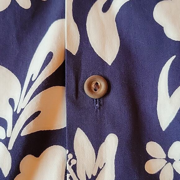 Steve & Barry’s Blue & White Classic Hawaiian Floral Button Down Aloha Shirt XXL - Picture 4 of 5